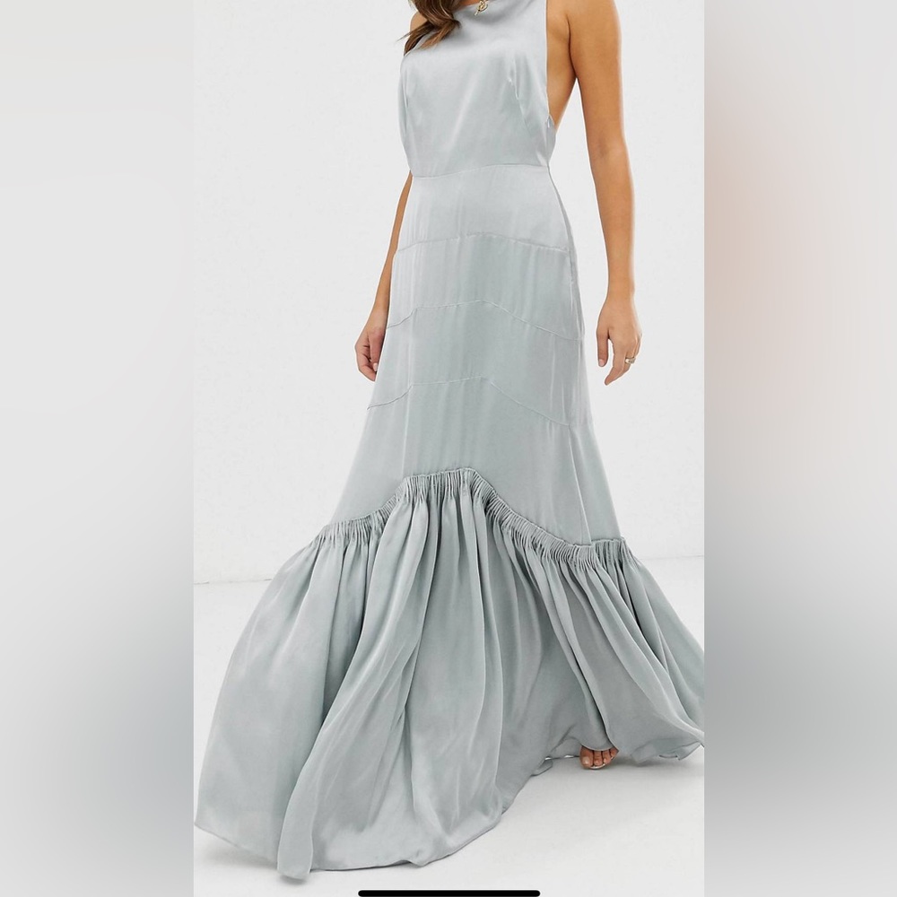 ASOS EDITION paneled maxi dress with pleat hem detail